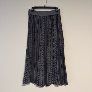 Bou Jeloud Grey & Black Patterned Pleated Midi Skirt